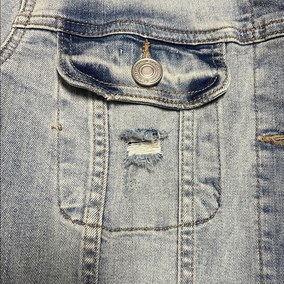 Denim Jacket Light Wash Distressed - Picture 3 of 12